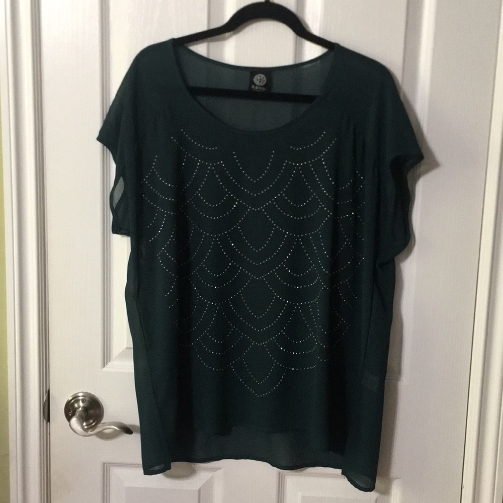 Bobeau Sheer Blouse silver details